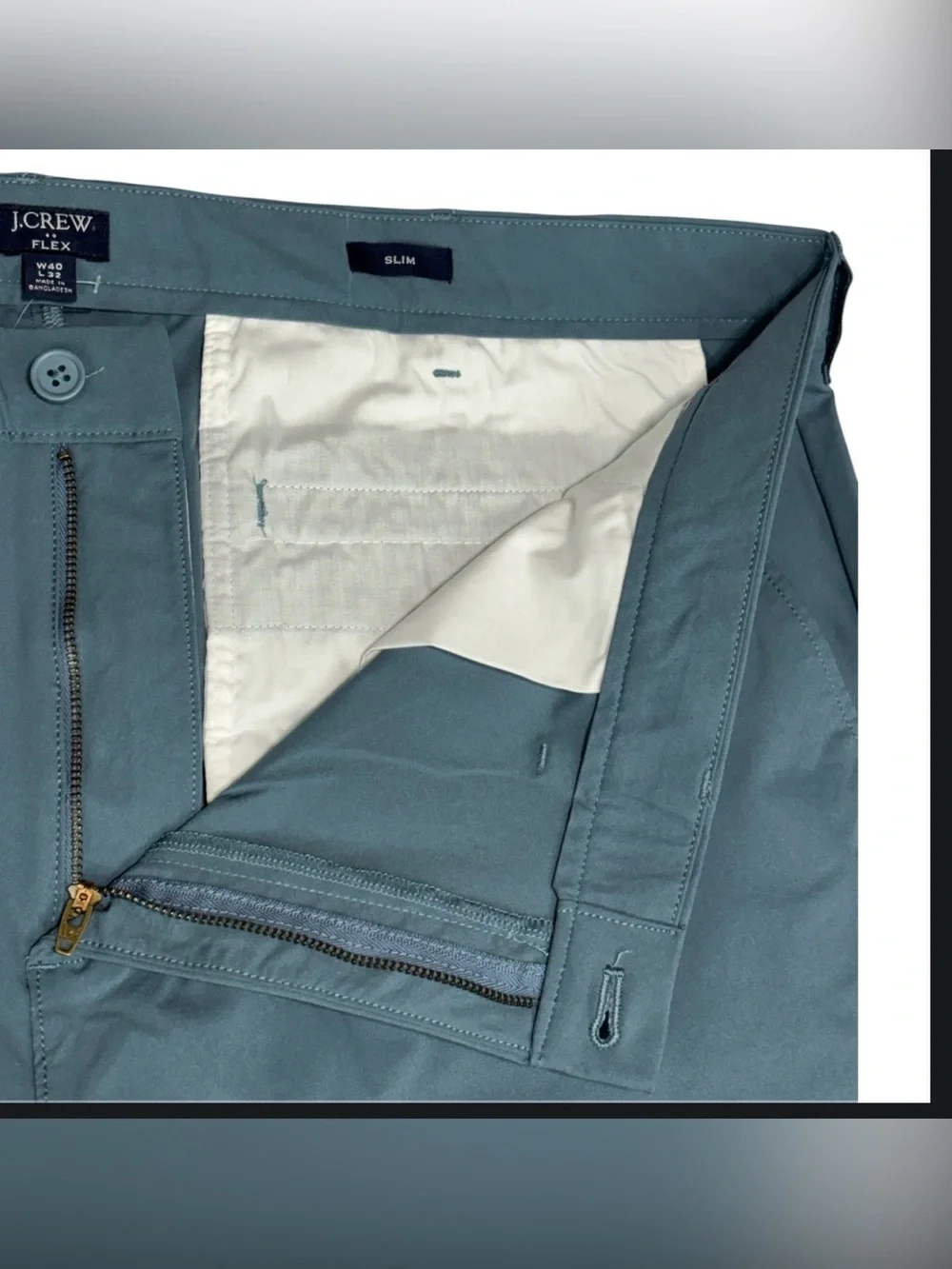 J.Crew Flex Slim Fit Tech Pants Mens 40x32 Blue Stretch Breathable Chino AA712